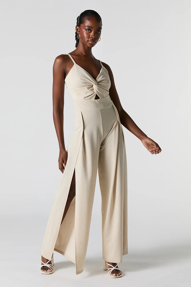 Twist Front Slit Leg Jumpsuit