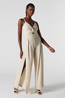Twist Front Slit Leg Jumpsuit