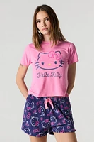 Ensemble pyjama avec t-shirt et short en peluche à imprimé Hello Kitty & Friends