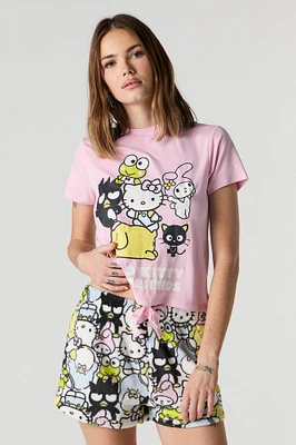 Hello Kitty & Friends T-Shirt Plush Short 2 Piece Pajama Set