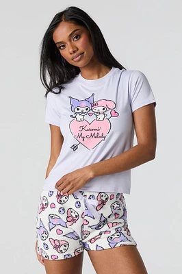 Ensemble pyjama avec t-shirt et short à imprimé Hello Kitty & Friends