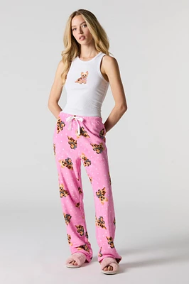 Ensemble pyjama avec débardeur et pantalon en peluche imprimée
