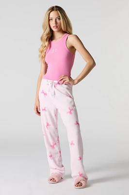 Graphic Tank & Plush Printed Pant 2 Piece Pajama Set