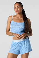 Pointelle Knit Tank & Short 2 Piece Pajama Set