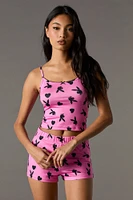 Ensemble-pyjama deux pièces camisole à bordure en dentelle et short imprimé Playboy