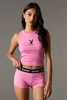 Ensemble-pyjama deux pièces camisole et short coupe garçonne à imprimé Playboy