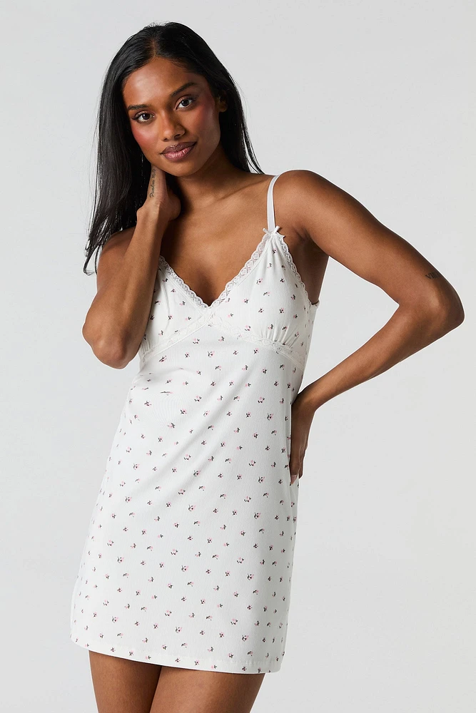 Lace Trim Pajama Dress