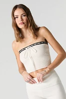 Ribbed Knit Lace Trim Tube Top