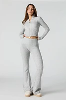 Foldover Waist Flare Knit Pant