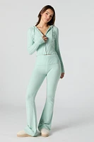 Foldover Waist Flare Knit Pant
