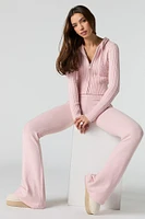 Pantalon en tricot à jambe évasée avec taille pliée