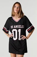 Los Angeles Graphic Mesh Jersey Dress