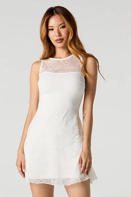 Floral Lace Sleeveless Mini Dress