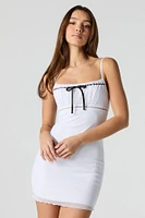 Mesh Bow Front Mini Dress
