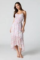 Floral Chiffon High Low Midi Dress
