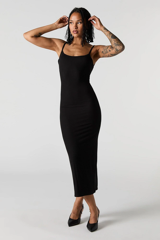 Ribbed Back Cut-Out Midi Dress