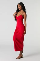 Contour V-Neck Lace Trim Midi Dress