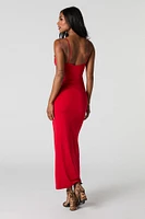 Contour V-Neck Lace Trim Midi Dress