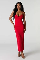 Contour V-Neck Lace Trim Midi Dress