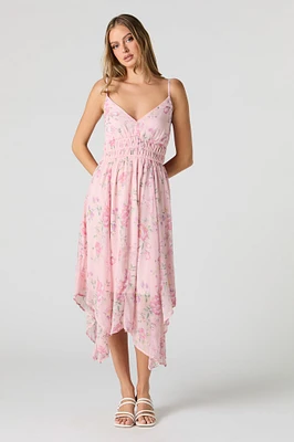 Robe midi asymétrique en chiffon à encolure V