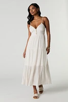 Button Front Tiered Midi Dress