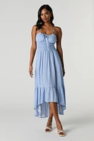 Floral Tie Front High Low Maxi Dress