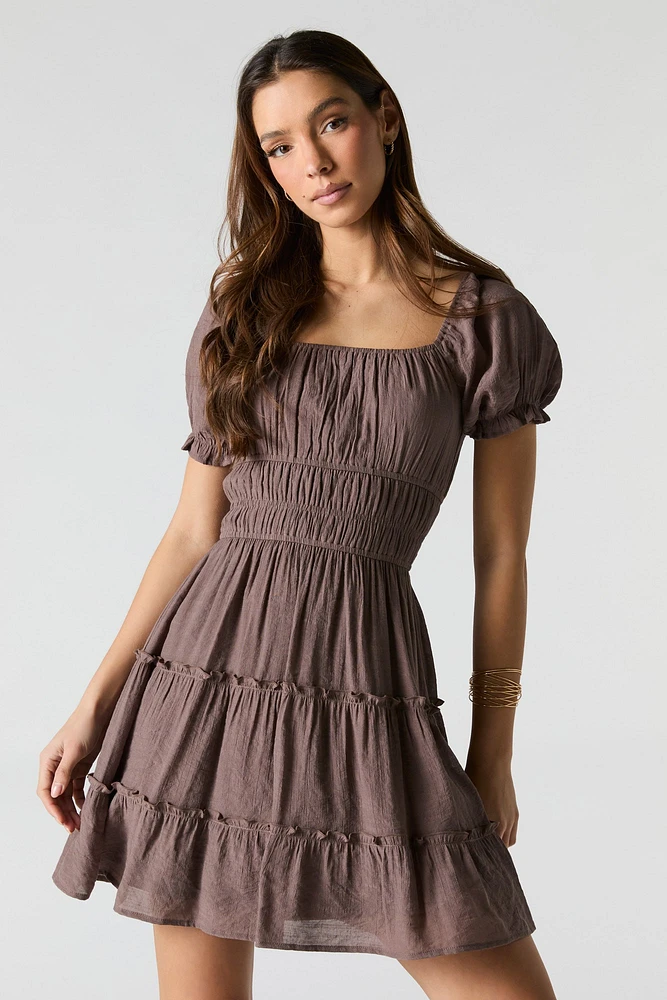 Smocked Tiered Mini Dress