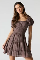 Smocked Tiered Mini Dress