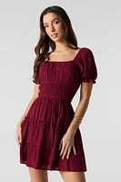 Smocked Tiered Mini Dress