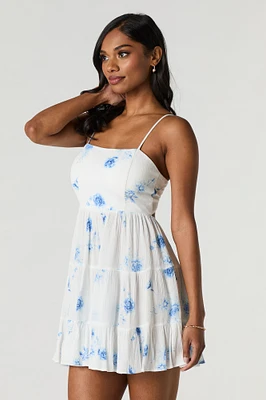 Tiered Mini Dress with Built-In Cups