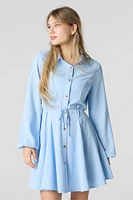 Button-Up Long Sleeve Mini Dress