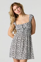 Floral Cut-Out Back Mini Dress