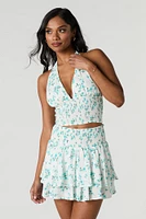 Floral Smocked Mini Skirt