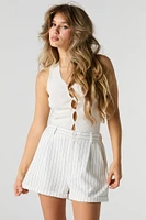 Short à revers roulé et taille élastique