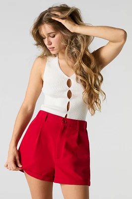 Short à revers roulé et taille élastique