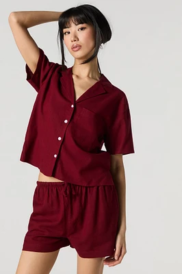 Linen-Blend Drawstring Short