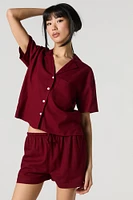 Linen-Blend Drawstring Short