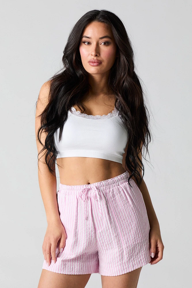 Short rayé à taille coulissante