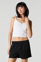 Solid High Rise Fleece Short