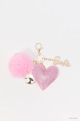 Barbie™ Rhinestone Heart Pom Keychain