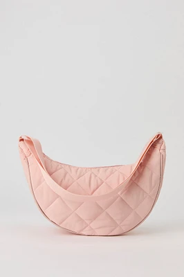 Sac à l'épaule en nylon matelassé forme de demi-lune