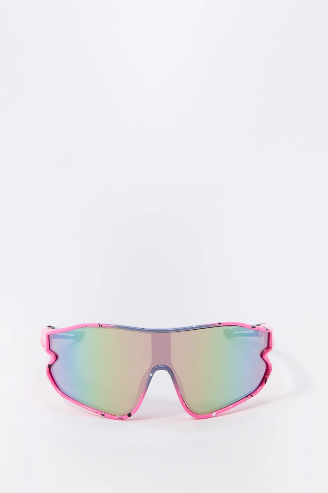 Paint Splatter Sport Shield Sunglasses