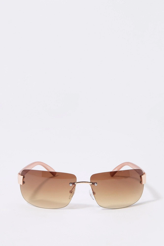 Lunettes de soleil sans monture à imprimé Barbie