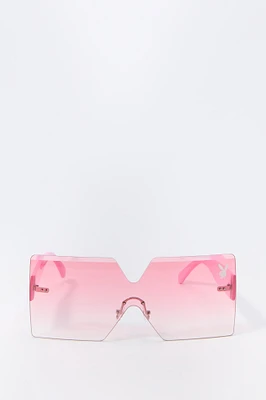 Lunettes de soleil carrées surdimensionnées sans monture à imprimé Playboy