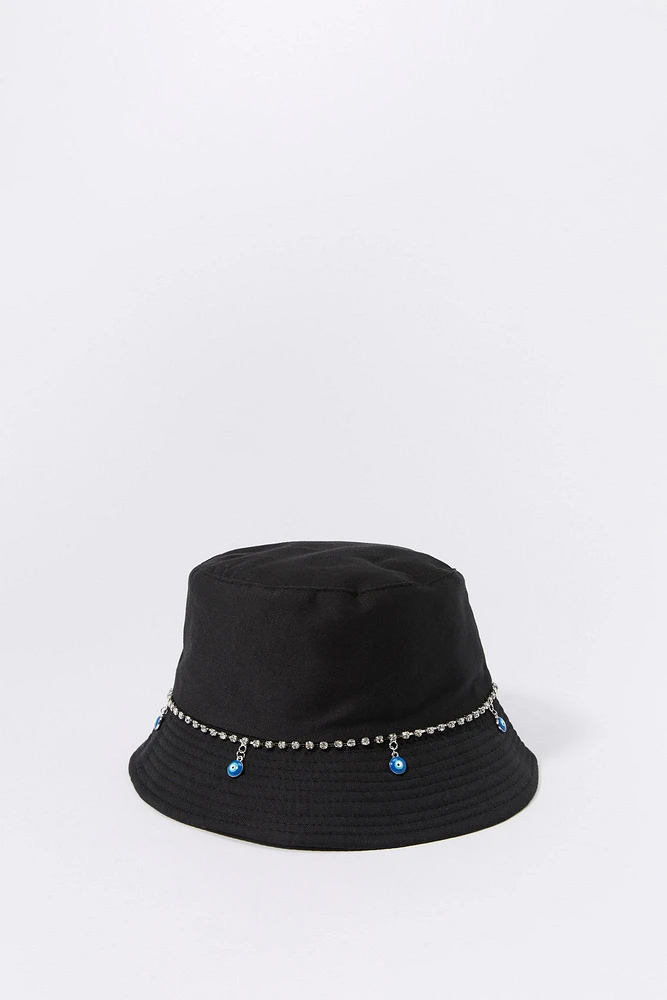 Chapeau cloche avec chaîne à breloque Mauvais oeil en pierres du Rhin