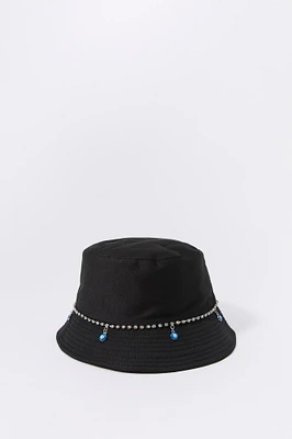 Chapeau cloche avec chaîne à breloque Mauvais oeil en pierres du Rhin
