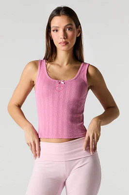 Débardeur en tricot de pointelle avec imprimé Cutie