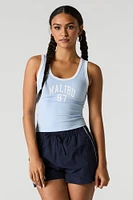 Graphic Contrast Trim Scoop Neck Tank
