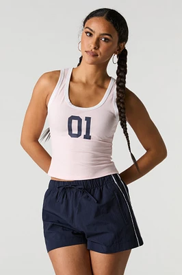 Camisole à col rond et bordure contrastante imprim