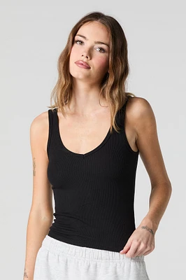 Ribbed V-Neck Skimmer Tank